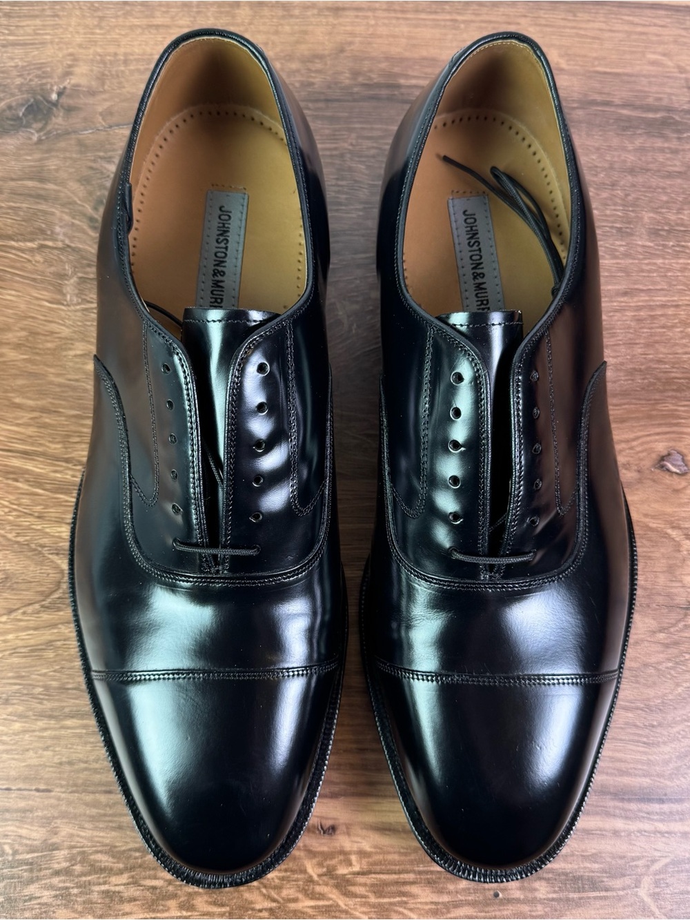 Johnston & Murphy Melton Black Oxford Cap Toe 12 3E NIB NEW with Box